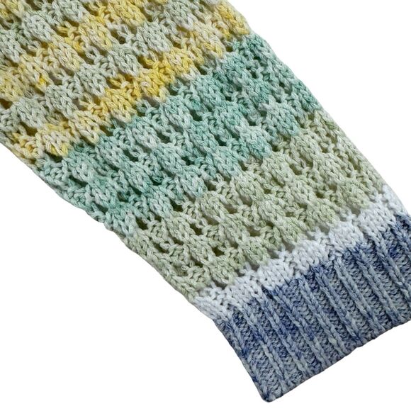 Talbots Small Crochet Knit Sweater Pastel Rainbow 3/4 Sleeve Pullover Womens - Picture 6 of 12